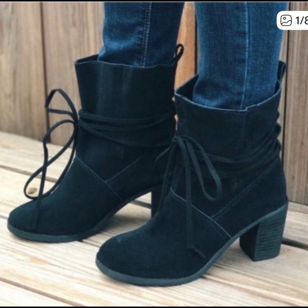 Toms Mila Boot Black Suede 8